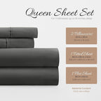 Linen Market Brushed Microfiber Queen Sheet Set 4 Piece – Oeko-TEX Certified Ultra Soft & Wrinkle-Free - 16" Deep Pocket Sheets - Easy Care Queen Size - Gray