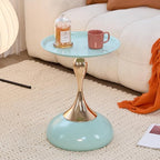 Sleek Hourglass Side Table - Stylish Modern Design Perfect for Living Rooms, Cafes, Dining Areas, Bedrooms, and Outdoors - Chic Decorative Accent (2, Light Green)