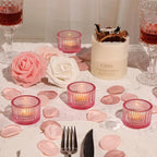 Pink Tealight Candle Holder Set of 12, Small Votive Candle Holders for Table Centerpiece,Glass Tea Light Candles Holder for Party&Home,Wedding Decor(2''Dia*1.4''H)