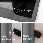 ChrisDowa 100% Blackout Curtains for Bedroom with Black Liner, 2 Thick Layers Total Blackout Thermal Insulated Grommet Window Curtains 2 Panels Set (Grey, 52 x 54 Inch)