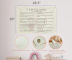 I love You Rectangular Canvas Banner-Boho Flag Wall Decor for Boy Girl Kids Friends,Nursery Baby Room Above Crib Bedroom Living Room Office-Kids Growth Stuff-Baby Shower Birthday Christmas Gift