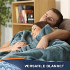 Walensee Fleece Blanket Plush Throw Fuzzy Lightweight (Queen Size 90x90 Washed Blue/Slate Blue/Grey Blue) Super Soft Microfiber Flannel Blankets for Couch, Bed, Sofa Warm and Cozy for All Seasons