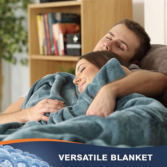 Walensee Fleece Blanket Plush Throw Fuzzy Lightweight (Queen Size 90x90 Washed Blue/Slate Blue/Grey Blue) Super Soft Microfiber Flannel Blankets for Couch, Bed, Sofa Warm and Cozy for All Seasons