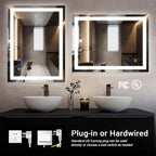 32x24 LED Bathroom Mirror with Lights LED Mirror for Bathroom Smart Vanity Makeup Mirror,Anti-Fog,Stepless Dimmable with Adjustable Color,Touch Switch,Memory Function,Shatterproof Design