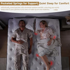 King Size Mattress 12 Inch, Hybrid Memory Foam Mattress with Zoned Pocket Coils Support and Motion Isolation Design, Strengthen Edge Support,CertiPUR-US Certified, Medium Firm in a Box
