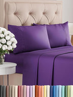 Twin 4 Piece Sheet Set - Comfy Breathable & Cooling - Ultra Soft Hotel Luxury Bedding Set w/ 8-16 Inch Deep Pockets - 1 Flat & 1 Fitted Sheet & 2 Pillowcases - Cozy, Wrinkle Free & Easy Care - Purple