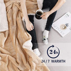 NANPIPER Reversible Sherpa Flannel Blanket Super Soft Fuzzy Lightweight Fleece Microfiber for Bed/Couch (50"x60",Beige)