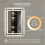 LED Mirror for Bathroom, 24x36 Inch Black Framed Gradient Front and Backlit LED Bathroom Mirror, 3 Colors Dimmable CRI>90, IP54 Enhanced Anti-Fog Bathroom Mirror with Lights