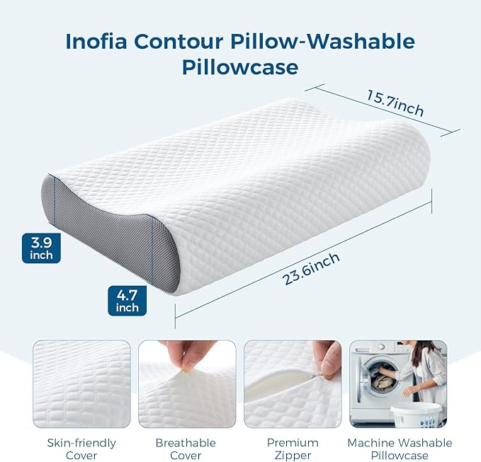 Inofia 12 Inch Twin XL Mattress in A Box, Memory Foam Ergonomic Pillow Included, Medium Firm Feels, Low Motion Transfer, Full Body Support and Release for All Sleeper