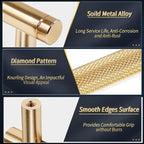 Knurled Cabinet Pulls 2 Pack, 5 Inch Long Cabinet Handles Metal Door Pulls, Kitchen Drawer Pull Knurled Dresser Handles - 3 3/4" Hole to Hole, Golden