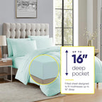 Sweet Home Collection 5 Piece Comforter Set Bag Solid Color All Season Soft Down Alternative Blanket & Luxurious Microfiber Bed Sheets, Aqua, Twin XL