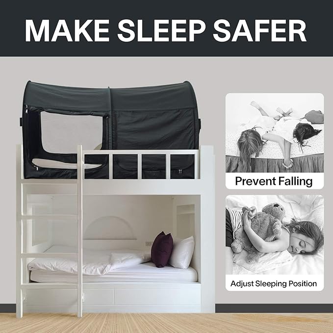 Alvantor Bed Canopy Bed Tents 2-in-1 Dream Tents Privacy Space Twin Size Sleeping Tents Indoor Pop Up Portable Frame Curtains Breathable Gray Cottage Reducing Light & Air Ventilation