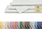 Linen Home 100% Cotton Percale Sheets California King Size, Dove Grey, Deep Pocket, 4 Pieces Set - 1 Flat, 1 Deep Pocket Fitted Sheet and 2 Pillowcases, Crisp Cool and Strong Bed Linen