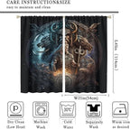 Cool Norse Viking Theme Blackout Curtains for Living Room,Fantasy Ancient Symbols Wildlife Wolf Nordic Vikings Rod Pocket Thermal Insulated Room Darkening Curtains 2 Panels 45L x 21W