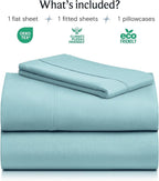 LuxClub 3 PC Sheet Bed Sheets Deep Pockets Wrinkle Free-Kids-Fitted Sheets Machine Washable Hotel Bedding Silky Soft - Aqua Twin XL