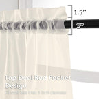 OVZME Cream Sheer Curtains 78 Inches Long 2 Panels - Soft Light Filtering Window Sheer Panels for Living Room/Bedroom, Top Dual Rod Pocket, 1 Pair, Each 42Wx78L Inches