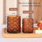 12Pcs Large Votive Candle Holders 2.8 * 3.2in Amber Tea Light Candle Holders Glass Candle Holder for Wedding Table Centerpiece, Home Decor, Birdal Shower, Party, Fall Decor