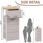 Somdot Dresser for Bedroom with 4 Drawers, Storage Organizer Chest of Drawers with Removable Fabric Bins for Closet Bedside Living Room Laundry Entryway Hallway, Ash Grey