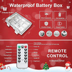 JMEXSUSS 2 Pack Rope Lights Battery Operated Christmas Lights Outdoor Waterproof, Total 200LED 66ft 8Mode Battery Powered String Lights with Remote, Red and White Rope Lights for Christmas Decor