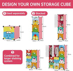MAGINELS Children Wardrobe Kid Dresser Cute Baby Portable Closet Bedroom Armoire Clothes Hanging Storage Rack Cube Organizer,(Pink, 8 Cube & 2 Rod)