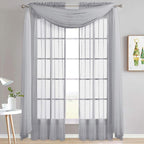 NICETOWN Sheer Window Scarfs W60 x L216 for Normcore Design, Voile Textured Sheer Curtains Easy to Concave Shape for Boys/Seniors, 2 Panels, Light Grey