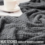 Exclusivo Mezcla Fleece Throw Blanket Extra Large, Super Soft and Warm Blankets for Couch, Sofa and Bed Waffle Textured, Cozy, Fuzzy and Lightweight (Dark Grey, 50x70 Inches)