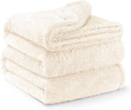 Exclusivo Mezcla Plush Fuzzy Fleece Bed Blanket Queen Size, Super Soft, Fluffy and Warm Blankets Suitable for All Seasons (Ivory, 90x90 Inches)