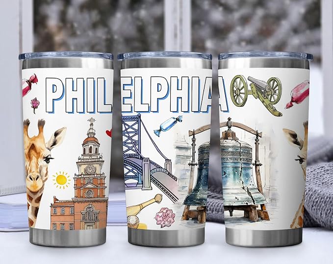 City Travel Mug for City Lover,20oz Double Wall Tumbler Vacuum Insulated Stainless Steel Coffee Cups (Philadelphia)