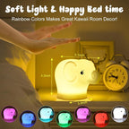 ShaArkMango LED Night Light for Kids Toddler Bed, Cute Animal Night Lamp Color Changing, Soft Baby Light Dimming & Timer &Rechargeable Nursery Bedside Lamp for Breastfeeding Elephant Gifts for Women