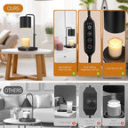 Candle Warmer Lamp Adjustable Height Dimmable with Timer Large Jar Candles Compatible - No Flame Scented Wax Warmer with 2 Bulbs - Mothers Day Gift - Black