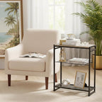 Dulcii Small Side Table for Small Spaces - Slim End Table with Magazine Holder Narrow End Table Living Room - Skinny Bedside Table Nightstand Bedroom Thin Side Table, Oak