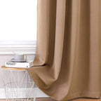 ChrisDowa 100% Blackout Curtains for Bedroom with Black Liner, 2 Thick Layers Total Blackout Thermal Insulated Grommet Long Window Curtains 2 Panels Set (Cappuccino, 52 x 95 Inch)