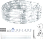 SURNIE Rope Lights Outdoor Waterproof Daylight White: LED 10FT Cuttable Outside Bright 110V Lighting 6000K Flexible Cool Clear Tube, Indoor Deck Patio Xmas Camping Decor, Not Flat Strip