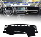 Dashboard Cover Mat Custom Fit for Toyota Highlander Accessories 2014-2019 Dash Cover Nonslip Dash Mat Protector Sunshade No Glare Black