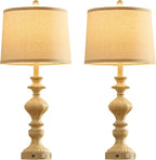 27.5" Farmhouse Table Lamps Set of 2 Bedside Nightstand Lamp with USB C+A Ports & AC Outlet, 3 Way Dimmable Touch Lamps for Bedroom Living Room Office Hallway Rustic Traditional Lamp