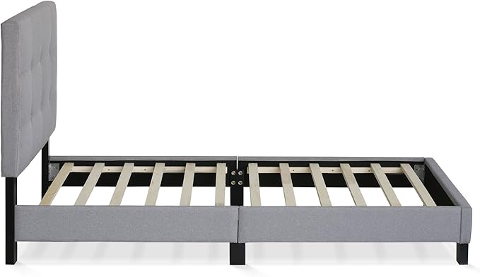 Furinno Laval Button Tufted Upholstered Platform Bed Frame, Twin, Glacier