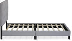 Furinno Laval Button Tufted Upholstered Platform Bed Frame, Twin, Glacier