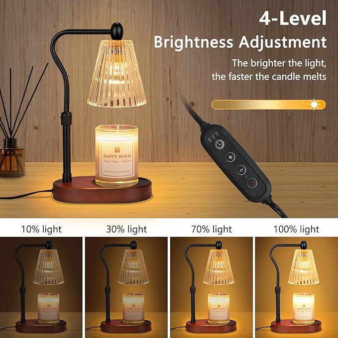 Candle Warmer Lamp, with Timer and Dimmer, Adjustable Height, Christmas Birthday Gifts for Women Mom, House Warming Gifts, Home Decor, Thanksgiving Decorations,Wax Warmer for Scented Jar Candles