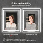 LED Bathroom Mirror, 24x32 Inch Gradient Front and Backlit LED Mirror for Bathroom, 3 Colors Dimmable CRI>90 Double Lights, IP54 Enhanced Anti-Fog, Hanging Plates Vanity Mirror with Lights