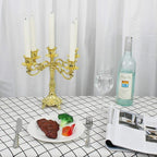 Metal Candelabra 5-Candle 10.1 Inch Tall Candle Holder Stick for Home Wedding Event and Party Festival,Gold