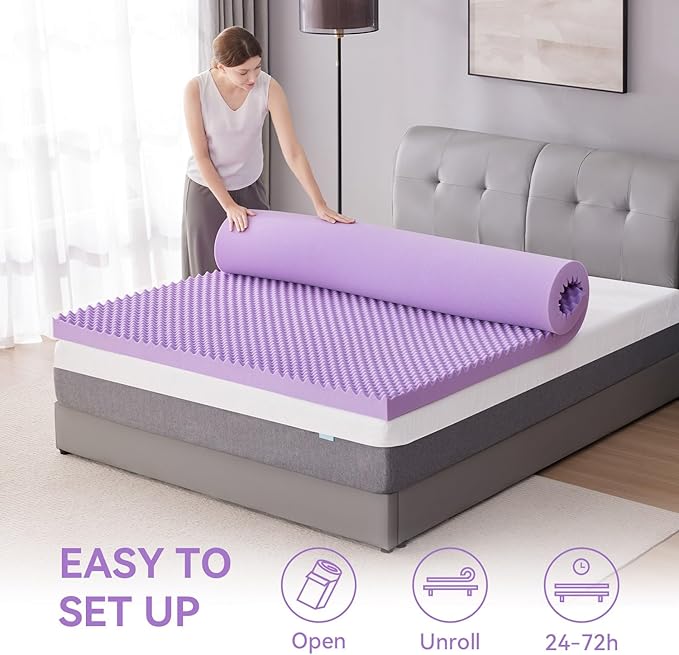 SINWEEK 2 Inch Egg Crate Memory Foam Mattress Topper Twin XL, Twin Extra Long Mattress Pads for College Dorm Single Bed, Pressure Relieve CertiPUR-US Certified,39x80 Inches