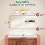 TokeShimi 48x24 Brushed Nickel Bathroom Mirror for Over Sink,Bathroom Rectangle Mirror with Tempered Glass,Vanity Mirror with Aluminum Frame(Horizontal/Vertical)