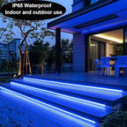 TOPAI 12V COB LED Strip Light Blue Waterproof IP65 16.4ft/5M 480LEDs/M Dotless High Density Self Adhesive Cuttable Flexibl LED Tape Light for Cabinet Home DIY Lighting Projects