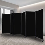 Room Divider, 6 Panel Folding Privacy Screens with Wider Support Feet, 6 Ft Portable Room Partition for Room Separator, 204" W X 71" H, Black
