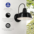 Design House Mason Barn Light Indoor/Outdoor Wall Mount Modern Industrial Farmhouse Wall Light for Patio, Garage, Bathroom, Office, Kitchen, 8-Inch, Satin Black, 579367