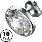 Alzassbg 10 Pack Clear Crystal with Nickel Plated Base Cabinet Knobs, 1-3/8 Inch (35mm) Diameter Cabinet Hardware Round Crystal Knobs for Drawers AL1011