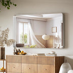 VooBang Bathroom Mirror 30x56 inch, Silver Gorgeous Deep Frame Wall Mirror with Shatterproof Tempered Glass, Modern Bathroom Vanity Mirror for Over Sink Hanging Horizontal or Vertical, Silver