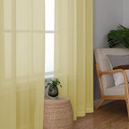 Chyhomenyc Yellow Sheer Curtains 45 Inch Long 2 Panels, Light Filtering Rod Pocket Voile Short Curtains Drapes for Living Room Bedroom Small Windows, 42Wx45L Inches