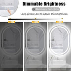 Oval LED Bathroom Mirror with Light 40" x 30", Oval Lighted Mirror for Bathroom,Pill-Shaped Frameless Oval Bathroom Mirror with Light,3 Color,Dimmable,Anti-Fog(Horizontal/Vertical)