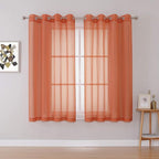 KEQIAOSUOCAI Burnt Orange Sheer Curtains - Grommet Voile Sheer Drapes Airy Curtain Panels with Light Filtering Window Treatment for Girl's Bedroom(2 Pieces,54 Wide x 63 Long inches)